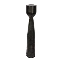 Hello Honey® 20" Black Mango Wood Ribbed Pillar Candle Holder