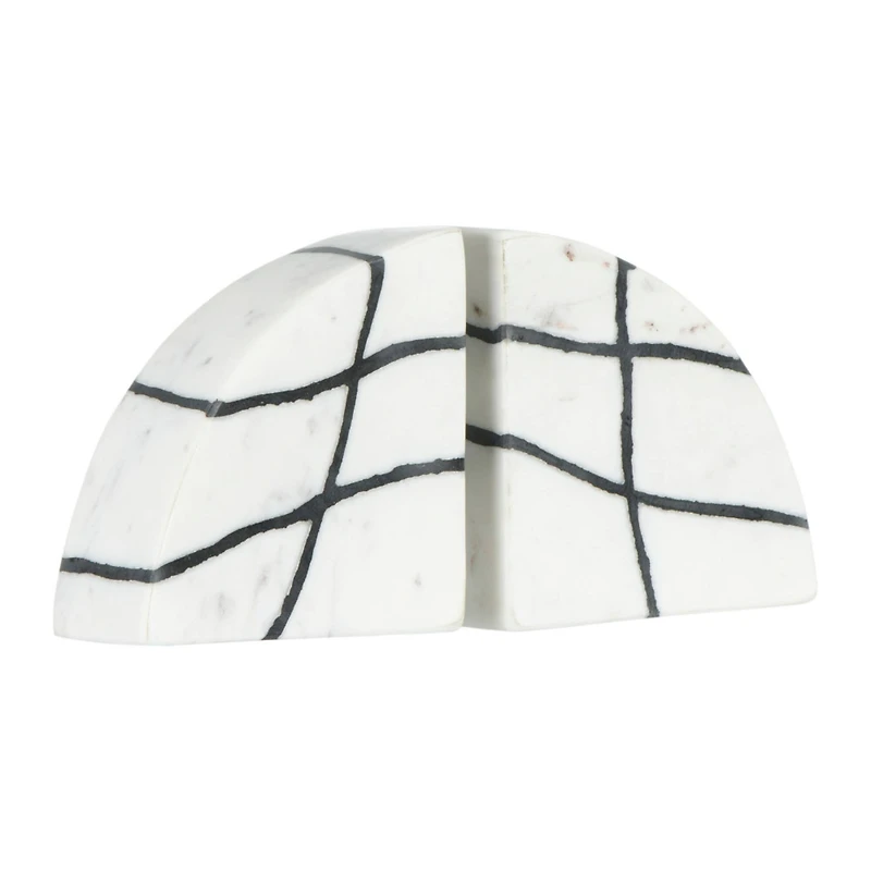 Hello Honey® 6" White & Black Marble Bookends Set