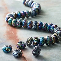 Blue Iridescent Resin Rondel Beads, 8mm by Bead Landing™