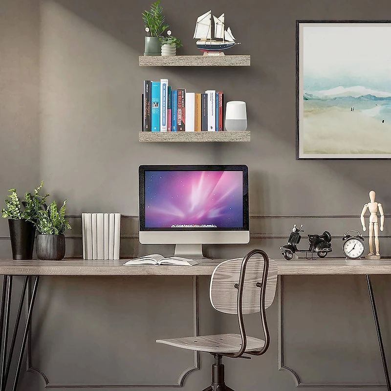 Sorbus Floating Faux Wood Shelf