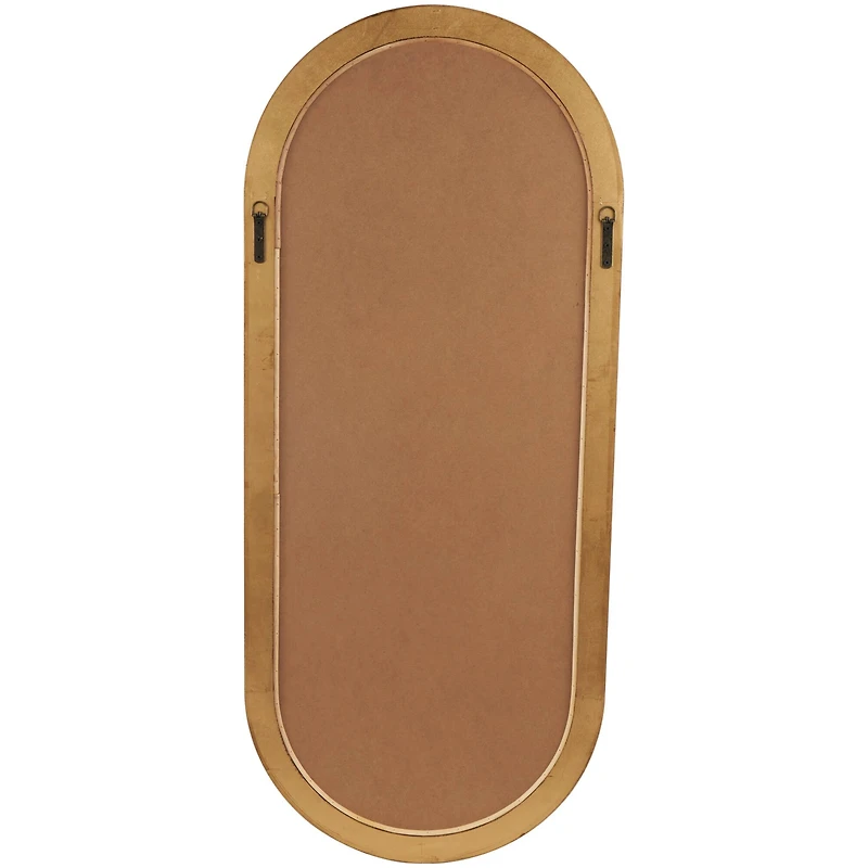 Brown Wooden Oval Wall Mirror with Dimensional Carved Frame