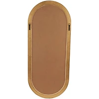 Brown Wooden Oval Wall Mirror with Dimensional Carved Frame