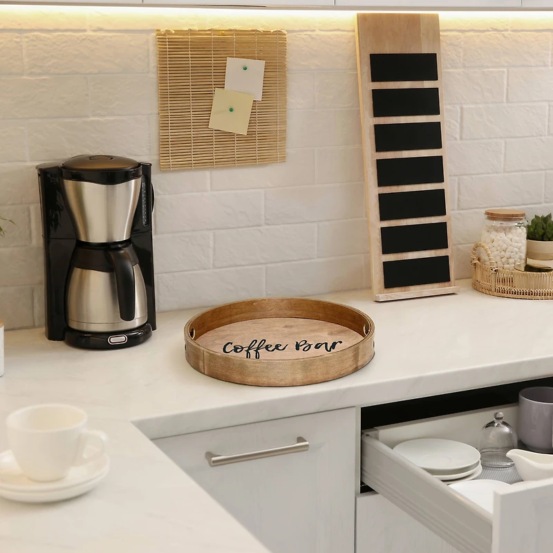 Elegant Designs™ 13.8" Round Coffee Bar Serving Tray with Handles