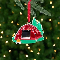 Camping Tent with Campfire Christmas Ornament - 3.25"