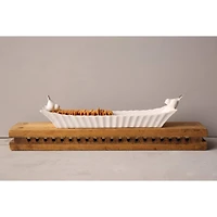 Hello Honey® 15.5" Long White Ceramic Cracker Dish with Two Birds