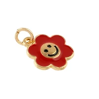 Enamel & Gold Smiley Flower Charms by Bead Landing™