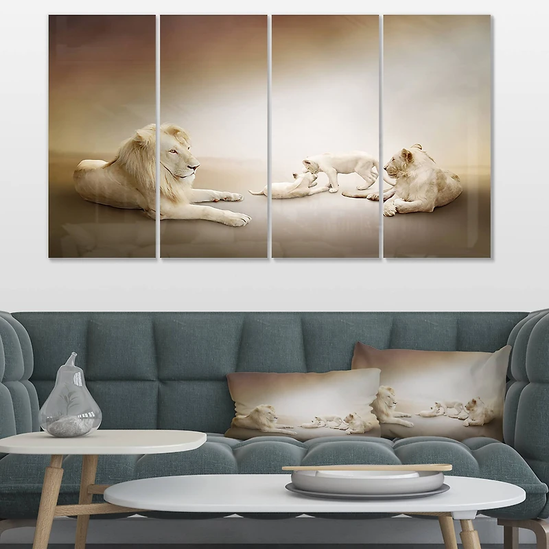Designart - White Lion Family