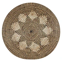 Set of 3 Natural Brown Seagrass Traditional Abstract Wall Decor, 29", 24", 20"