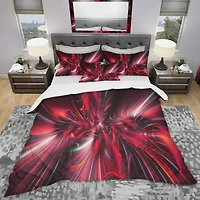 Designart 'Red Implosion' Modern & Contemporary Bedding Set