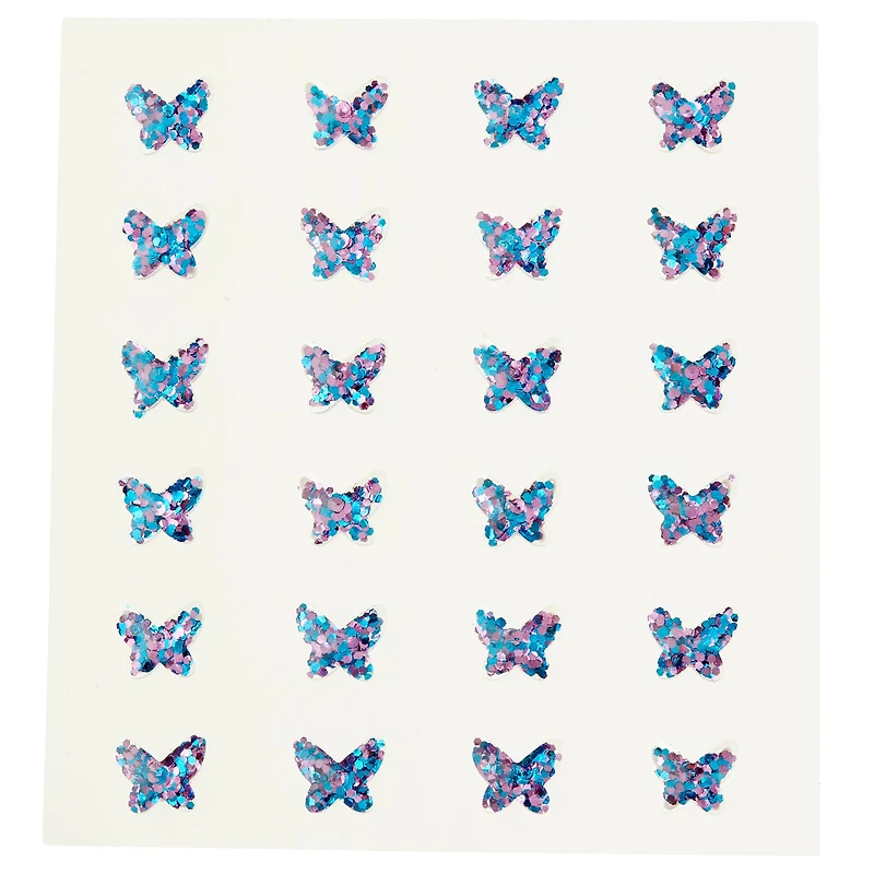 12 Packs: 24 ct. (288 total) Blue & Pink Iridescent Butterfly Bling Stickers by Recollections™