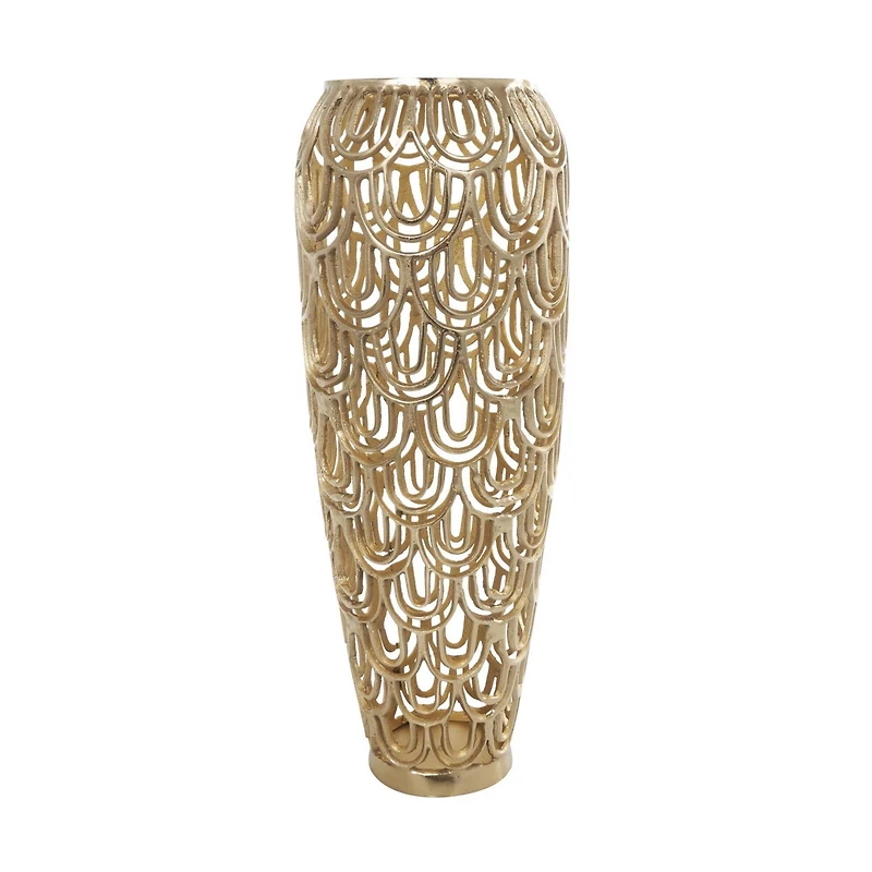 25" Gold Aluminum Metal Arched Vase