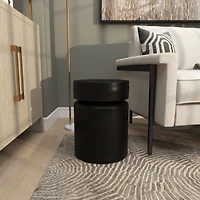 18" Black Metal Drum Accent Table