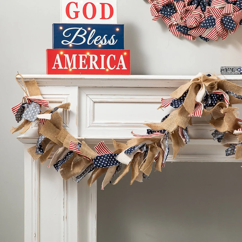 Glitzhome® 6ft. Patriotic Fabric Garland