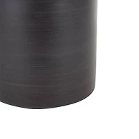 34" Black Glass Brushed Two-Toned Floor Vase with Textured Silver Top