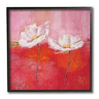 Stupell Industries White Daisies Abstract Florals Red Pink Pop,12" x 12"