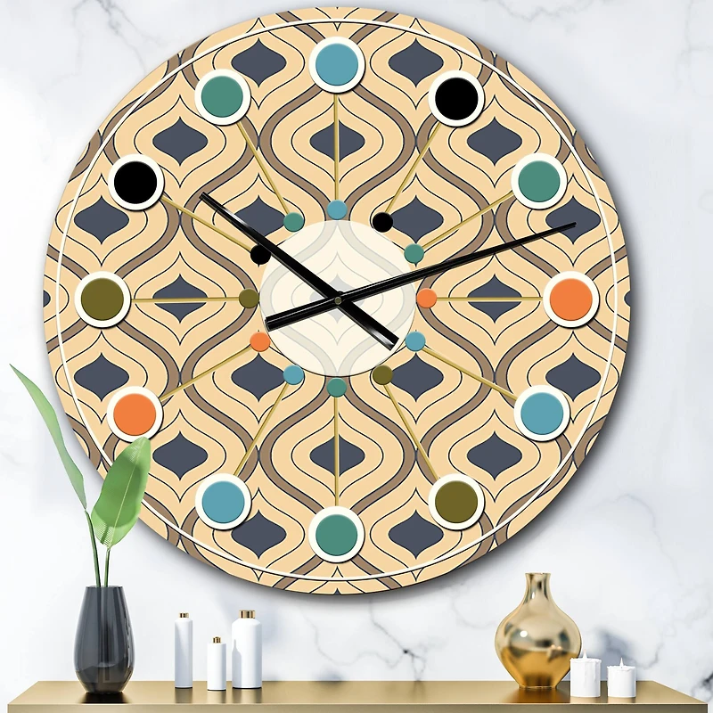 Designart 'Retro Ornamental Design Vii Mid-Century Modern Wall Clock