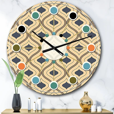 Designart 'Retro Ornamental Design Vii Mid-Century Modern Wall Clock