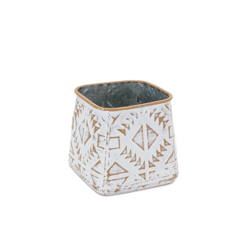 Metal Aztec Box Planter Set