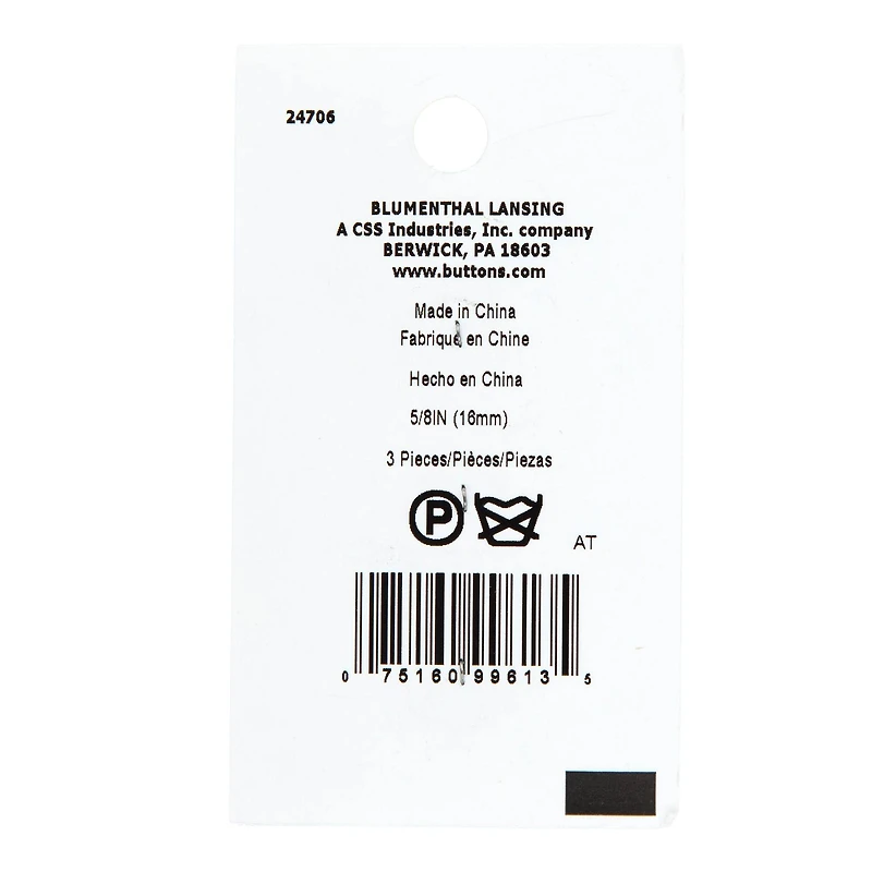 LaMode 5/8" Pewter 2-Hole Buttons, 3ct.