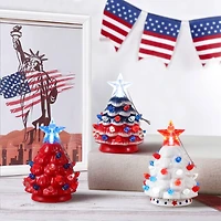 Mr. Christmas Mini Nostalgic Ceramic Patriotic Trees Set