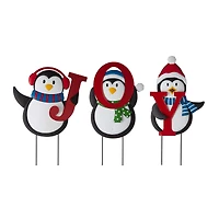 Glitzhome® 3.5ft. Metal Joy Penguin Yard Stake Set