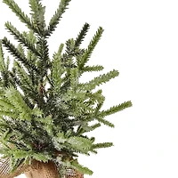 16.5" Unlit Lightly Frosted Artificial Christmas Tree with Rustic Jute Base