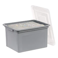 IRIS Gray & Clear 35qt. Snap Tight Plastic File Organizer Box With Lid