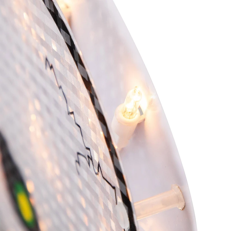 12" Silver & Black Holographic Lighted Skull Halloween Window Silhouette Decoration