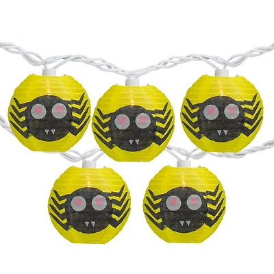 10ct. Yellow & Black Spider Paper Lantern Halloween Lights