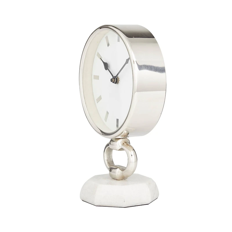 Silver Modern Abstract Clock, 6" x 4" x 10"