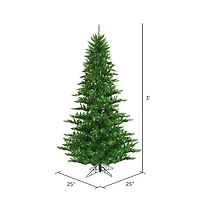 3ft. Pre-Lit Green Tinsel Fir Artificial Christmas Tree, Green Lights