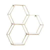 Gold Marble Contemporary Wall Shelf, 24" x 24" x 6"