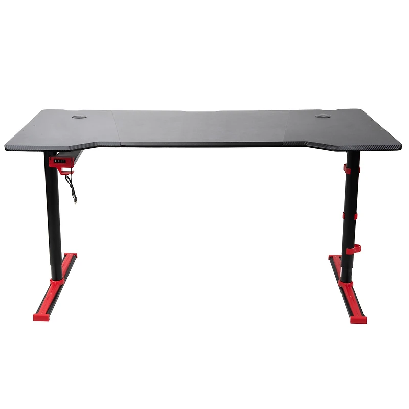 Mind Reader 59" Red & Black Gaming Desk with USB Hub & Headphone Holder