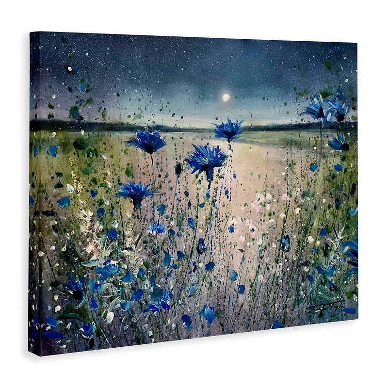 Stupell Industries Moon over Blooming Flowers Canvas Wall Art