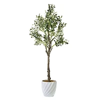 American Art Decor 5ft. Olive Tree in White Ceramic Pot