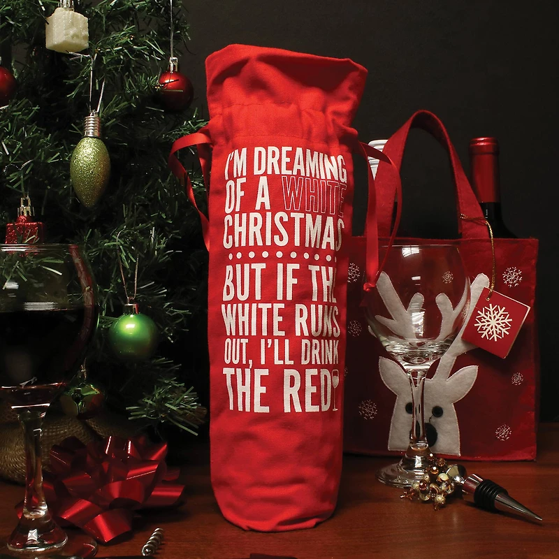 Personality Case™ Red White Christmas Wine Bag