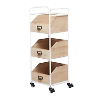 Brown Fir Industrial Storage Cart, 36" x 13" x 12"