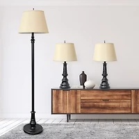 Lalia Home Restoration Bronze Table and Floor Lamp Set
