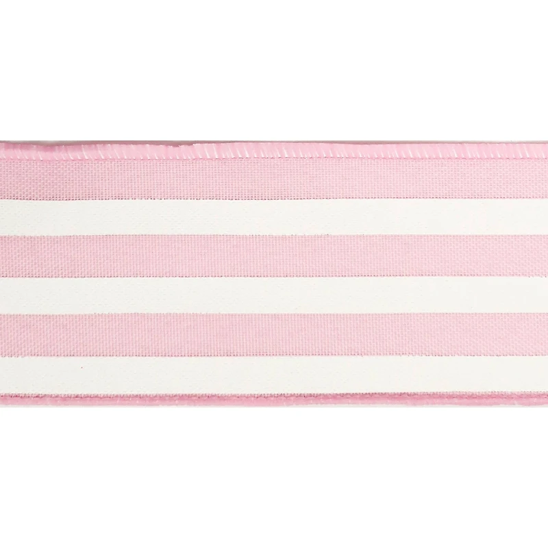 2.5" x 25ft. Stripe Faux Linen Wired Ribbon by Celebrate It™ Décor