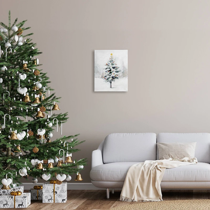Stupell Industries Snowy Christmas Tree Landscape Canvas Wall Art