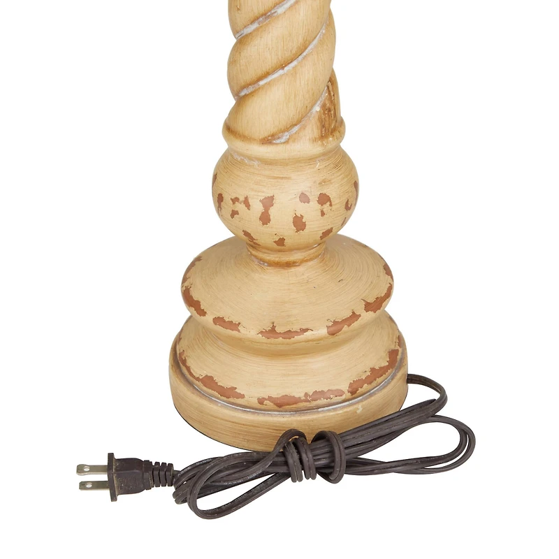 Brown Polystone Table Lamp Set of 2 14", 31"