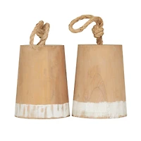 Brown Wood Nautical Buoy Sculpture, Set of 2 11" x 6" x 5"