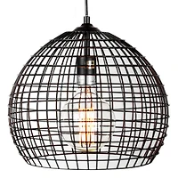 13" Industrial Style Caged Metal Pendant Lamp with Edison Bulb