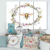 Designart - Bee In Wildflowers Wreath