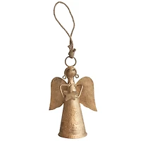 Hello Honey® 7" Antique Brass Finish Metal Angel Bell Ornament