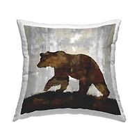 Stupell Industries Rustic Brown Bear Woodland Nature Animal Throw Pillow, 18" x 18"