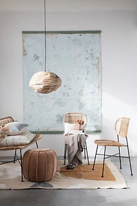 Hello Honey® 15" Round Collapsible Banana Fiber Modern Hanging Pendant Lamp