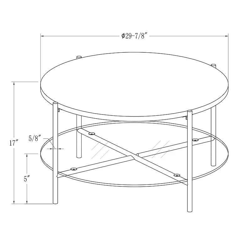 Faux White Marble, Glass & Chrome Modern Round Coffee Table 