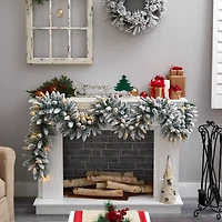 9ft. Pre-Lit LED Flocked Artificial Christmas Garland