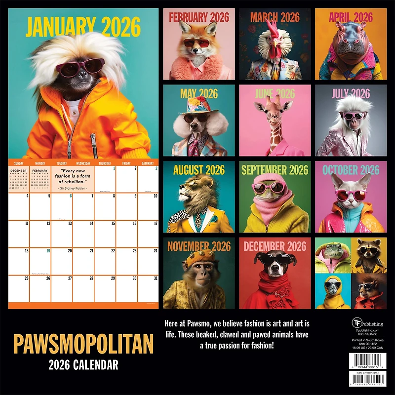 2026 Pawsmopolitan Wall Calendar